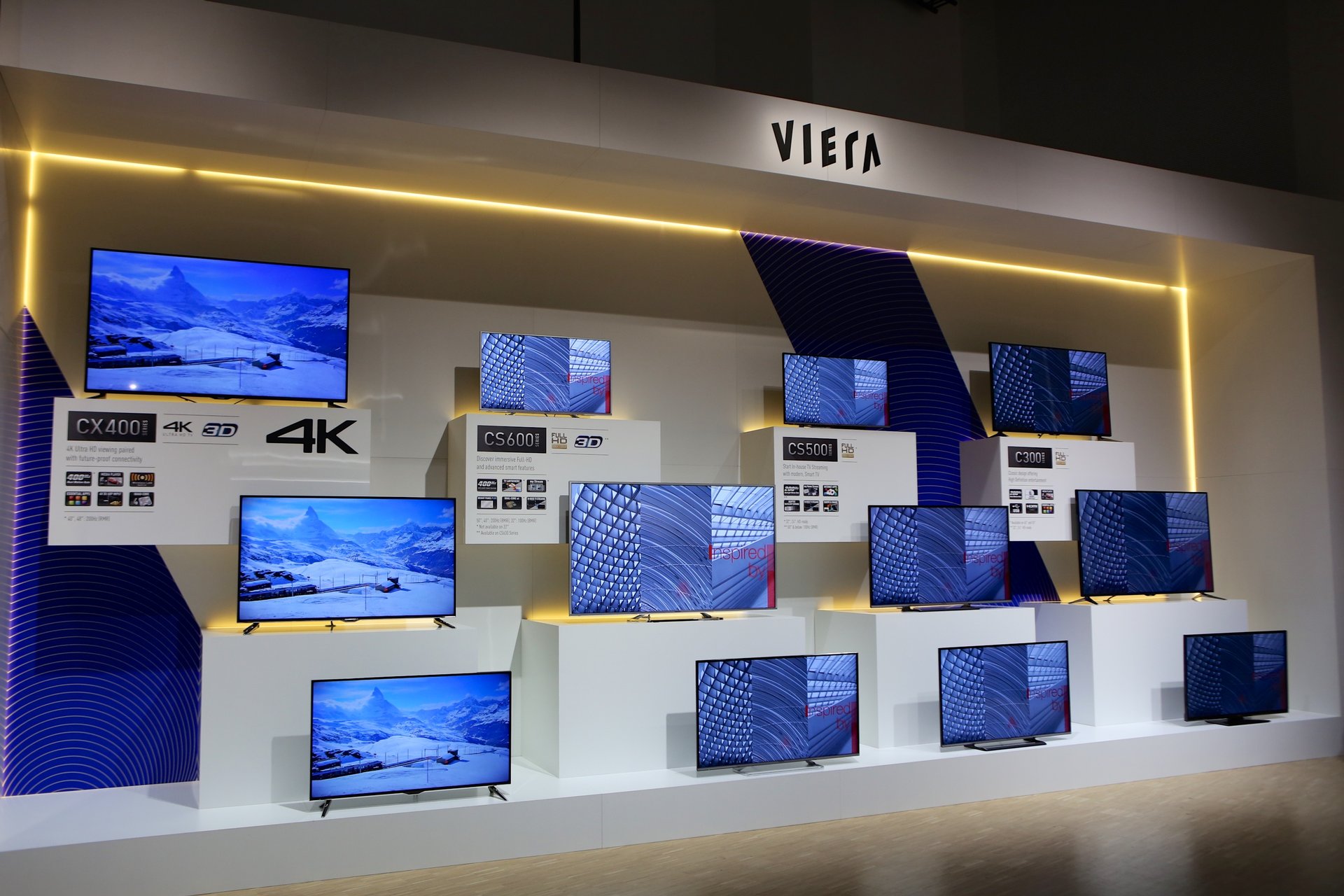Doch auch das komplette LCD Sortiment lässt sich zeigen. So bietet Panasonic Fernsehgeräte in 13 verschiedenen Serien und Preisklassen und in den Grössen von 24 bis 85 Zoll an.